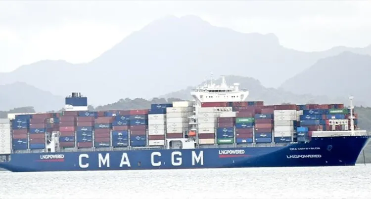 A photo of LNG powered container ship CMA CGM Byblos berth in Suva Harbour.