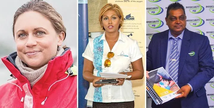 Island Cruising managing director Viki Moore, Port Denarau Marina chief executive officer Cynthia Rasch, and Biosecurity Authority of Fiji acting chief executive officer Surend Pratap.