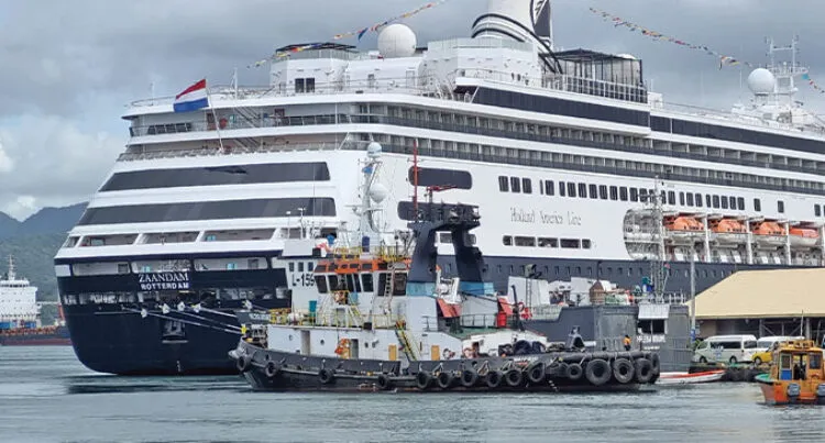 Cruise liner Zaandam Rotterdam berth at Kings Wharf in Suva.