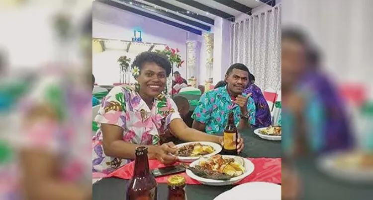 Road crash victims Meri Nadaba, left, and Pisawaqa Sirovoama during a party in Nadi on Friday night. 