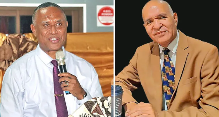 Reverend Manasa Kolivuso and Fiji Evangelical Fellowship general secretary and national executive administrator Reverend Simione Tugi.